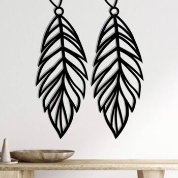 Intra απο ξύλο plywood 3mm-4mm πάχος - Σκουλαρίκι με πούπουλα Μεταλλική τέχνη τοίχου με λέιζερ Δίασταση 3x3 cm INTRAFABR-117534206 - Image 2