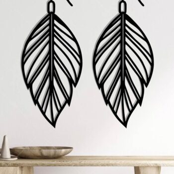 Intra απο ξύλο plywood 3mm-4mm πάχος - Σκουλαρίκι με πούπουλα Μεταλλική τέχνη τοίχου με λέιζερ Δίασταση 3x3 cm INTRAFABR-117534477 - Image 2