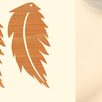 Intra απο ξύλο plywood 3mm-4mm πάχος - Ξύλινα σκουλαρίκια με πούπουλα με λέιζερ  Δίασταση 3x3 cm INTRAFABR-96452903 - Image 1