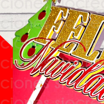 Intra απο ξύλο plywood 3mm-4mm πάχος - Καλά Χριστούγεννα Caketopper Δίασταση 30x20 cm INTRAFABR-112246319 - Image 2