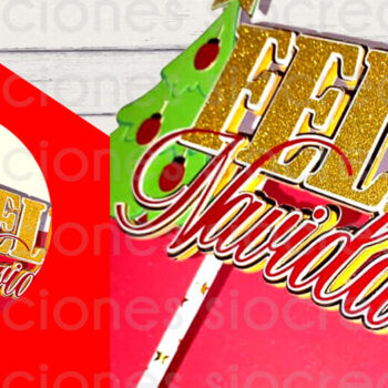 Intra απο ξύλο plywood 3mm-4mm πάχος - Καλά Χριστούγεννα Caketopper Δίασταση 30x20 cm INTRAFABR-112246319 - Image 3