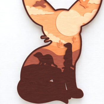 Intra απο ξύλο plywood 3mm-4mm πάχος - Fennec Fox Layered Desert Δίασταση 30x20 cm INTRAFABR-121364442 - Image 1