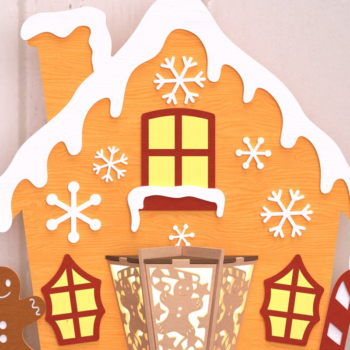 Intra απο ξύλο plywood 3mm-4mm πάχος - Εορταστικό εξοχικό με μελόψωμο με φανάρι Δίασταση 30x20 cm INTRAFABR-108902523 - Image 1