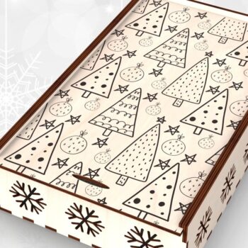 Intra απο ξύλο plywood 3mm-4mm πάχος - Κουτί δώρου γιορτινό συρόμενο καπάκι Δίασταση 15x15 cm INTRAFABR-109675514 - Image 3