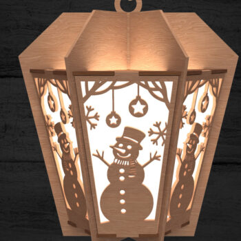 Intra απο ξύλο plywood 3mm-4mm πάχος - Εορταστικό Χριστουγεννιάτικο Φανάρι Χιονάνθρωπος Δίασταση 30x20 cm INTRAFABR-108902723 - Image 1