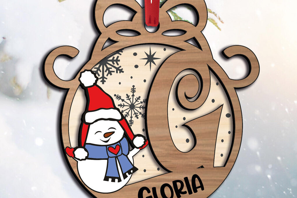 Intra απο ξύλο plywood 3mm-4mm πάχος - Εορταστική επιστολή G Snowman Christmas  Δίασταση 6x6 cm INTRAFABR-110470406