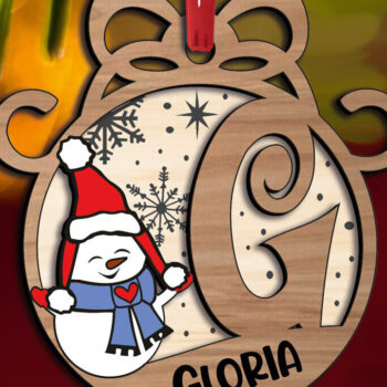 Intra απο ξύλο plywood 3mm-4mm πάχος - Εορταστική επιστολή G Snowman Christmas  Δίασταση 6x6 cm INTRAFABR-110470406 - Image 3
