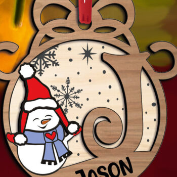 Intra απο ξύλο plywood 3mm-4mm πάχος - Γιορτινό γράμμα Χιονάνθρωπος J Christmas Δίασταση 6x6 cm INTRAFABR-110525415 - Image 3