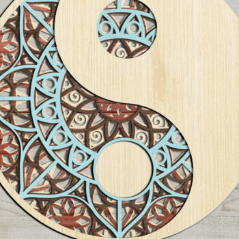 Intra απο ξύλο plywood 3mm-4mm πάχος - Αρχεία Cricut & Laser Cut MANDALA YIN YANG Δίασταση 12x12 cm INTRAFABR-10158219 - Image 1