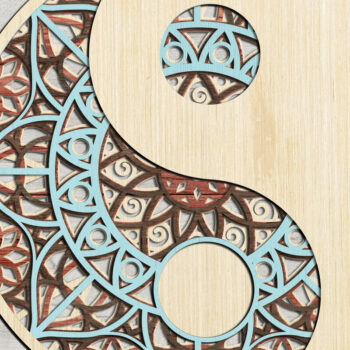Intra απο ξύλο plywood 3mm-4mm πάχος - Αρχεία Cricut & Laser Cut MANDALA YIN YANG Δίασταση 12x12 cm INTRAFABR-10158219 - Image 6