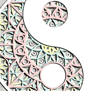 Intra απο ξύλο plywood 3mm-4mm πάχος - Αρχεία Cricut & Laser Cut MANDALA YIN YANG Δίασταση 12x12 cm INTRAFABR-10158219 - Image 8