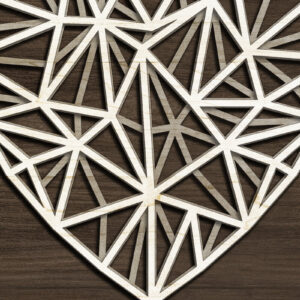 Intra απο ξύλο plywood 3mm-4mm πάχος - Αρχεία Laser Cut - Polygonal Heart Δίασταση 92x23 cm INTRAFABR-8983922