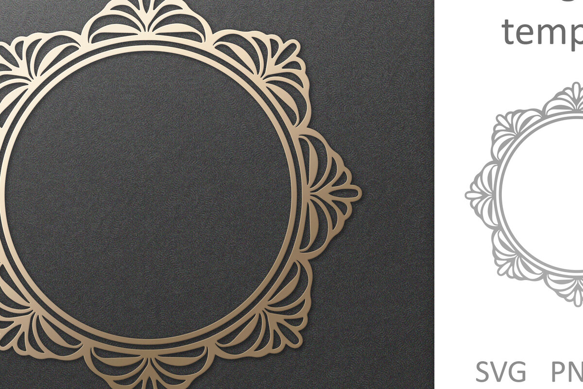 Intra απο ξύλο plywood 3mm-4mm πάχος - Φιλιγκράν περίτεχνο Στρογγυλό Vintage Πλαίσιο  Δίασταση 30x20 cm INTRAFABR-100390811