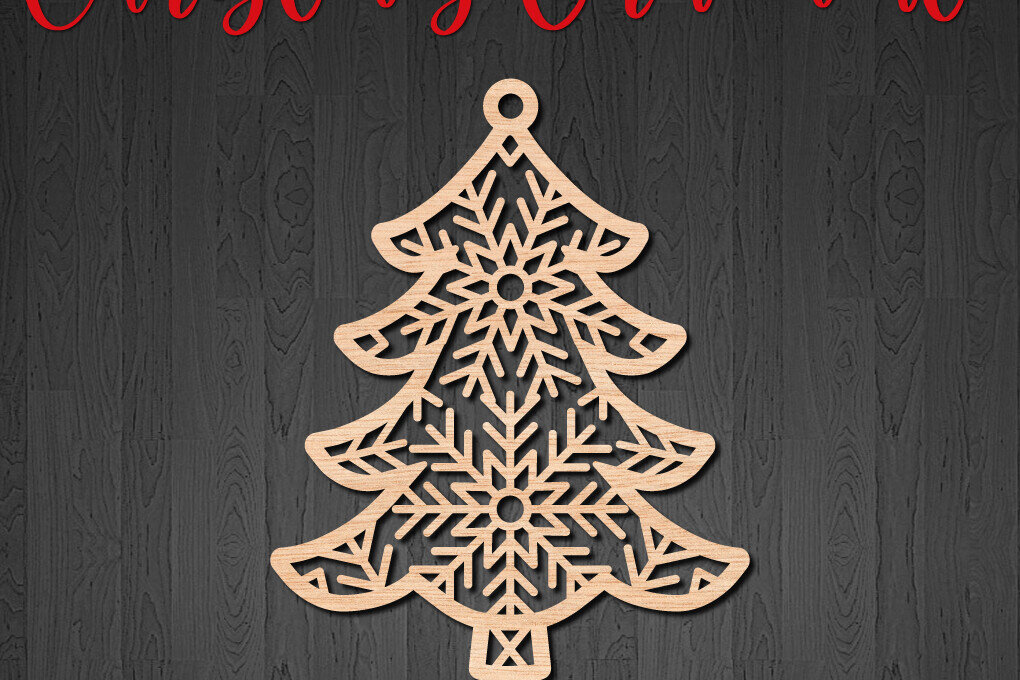 Intra απο ξύλο plywood 3mm-4mm πάχος - Χριστουγεννιάτικο στολίδι σε σχήμα έλατου  Δίασταση 6x6 cm INTRAFABR-110610160