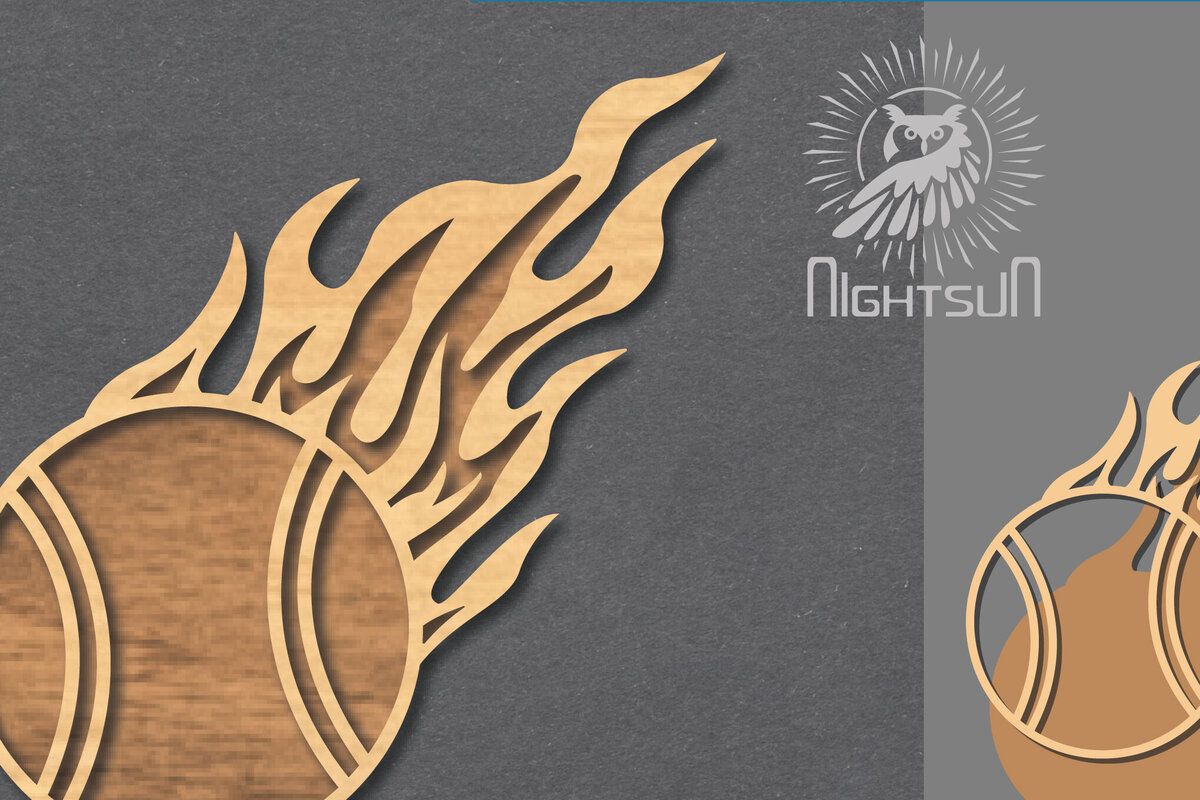 Intra απο ξύλο plywood 3mm-4mm πάχος - Fire Baseball Cut Decoration  Δίασταση 20x20 cm INTRAFABR-119874376