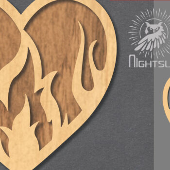 Intra απο ξύλο plywood 3mm-4mm πάχος - Διακόσμηση κοπής με λέιζερ Fire Heart 5 Δίασταση 20x20 cm INTRAFABR-120680750 - Image 1