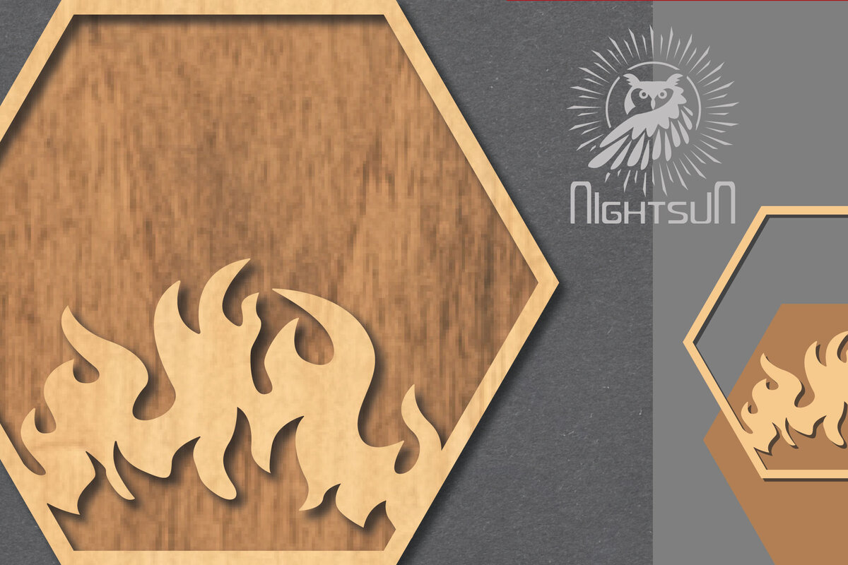 Intra απο ξύλο plywood 3mm-4mm πάχος - Διακόσμηση κοπής με λέιζερ Fire Sign 1 Δίασταση 30x20 cm INTRAFABR-120680797