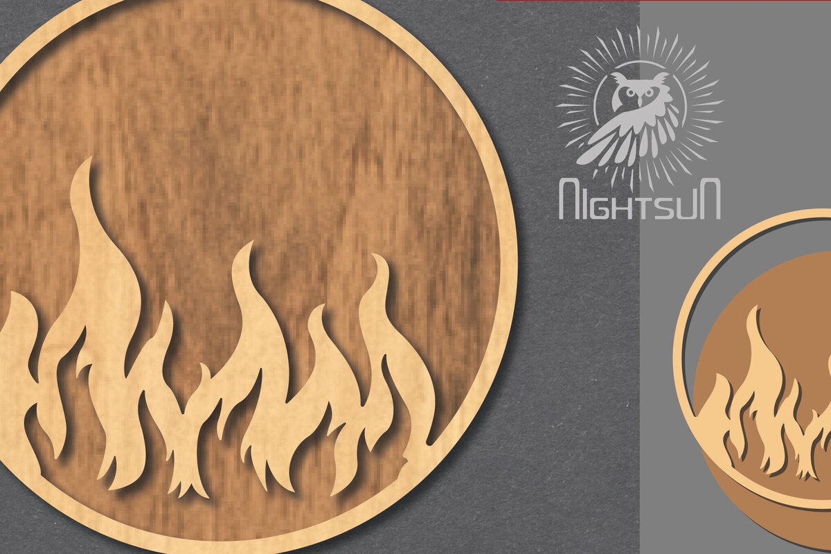 Intra απο ξύλο plywood 3mm-4mm πάχος - Διακόσμηση κοπής με λέιζερ Fire Sign 2 Δίασταση 30x20 cm INTRAFABR-120680813