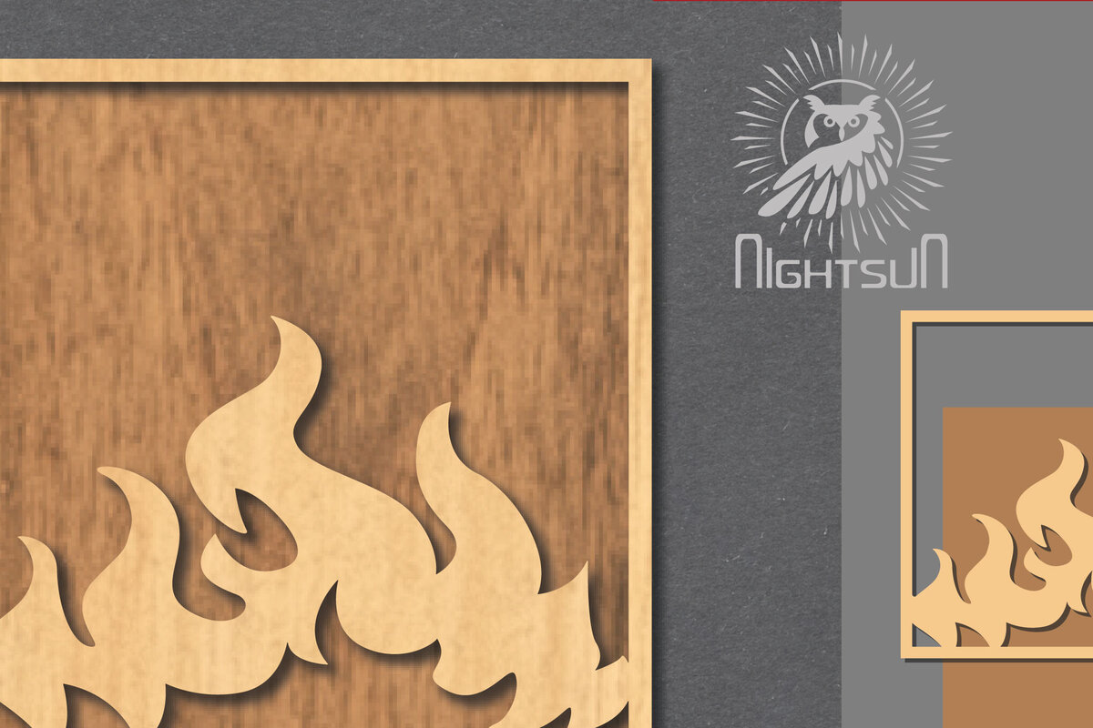 Intra απο ξύλο plywood 3mm-4mm πάχος - Διακόσμηση κοπής με λέιζερ με σήμα Fire 3 Δίασταση 20x20 cm INTRAFABR-120680837