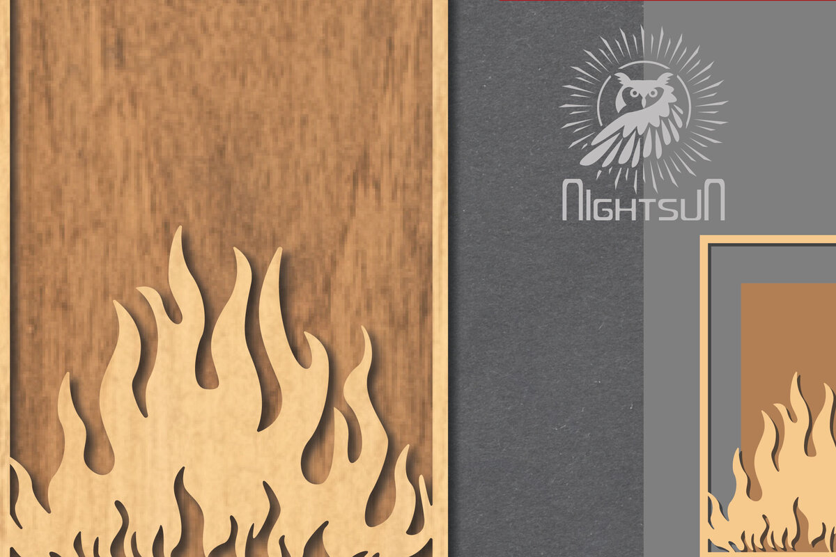 Intra απο ξύλο plywood 3mm-4mm πάχος - Διακόσμηση κοπής με λέιζερ Fire Sign 4 Δίασταση 30x20 cm INTRAFABR-120680857