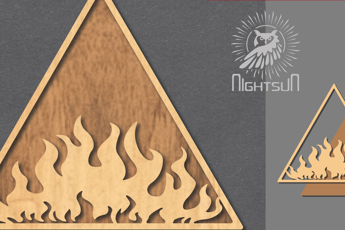 Intra απο ξύλο plywood 3mm-4mm πάχος - Διακόσμηση κοπής με λέιζερ Fire Sign 5 Δίασταση 30x20 cm INTRAFABR-120680882