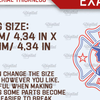 Intra απο ξύλο plywood 3mm-4mm πάχος - Σχέδιο κοπής με λέιζερ σουβέρ πυροσβέστης Δίασταση 30x20 cm INTRAFABR-100378339 - Image 2