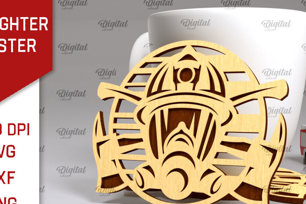 Intra απο ξύλο plywood 3mm-4mm πάχος - Σχέδιο κοπής με λέιζερ σουβέρ πυροσβέστης Δίασταση 30x20 cm INTRAFABR-100378468