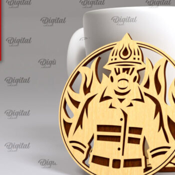 Intra απο ξύλο plywood 3mm-4mm πάχος - Σχέδιο κοπής με λέιζερ σουβέρ πυροσβέστης Δίασταση 30x20 cm INTRAFABR-100378535 - Image 1