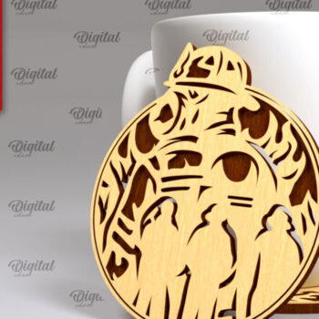 Intra απο ξύλο plywood 3mm-4mm πάχος - Σχέδιο κοπής με λέιζερ σουβέρ πυροσβέστης Δίασταση 30x20 cm INTRAFABR-100378237 - Image 1