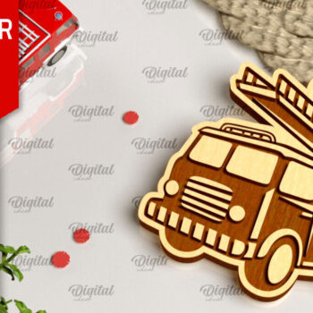 Intra απο ξύλο plywood 3mm-4mm πάχος - Σχέδιο κοπής με λέιζερ Μπρελόκ Πυροσβέστης Δίασταση 4x4 cm INTRAFABR-100604427 - Image 1