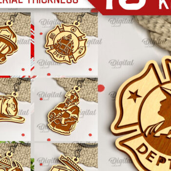 Intra απο ξύλο plywood 3mm-4mm πάχος - Πακέτο LaserCut Μπρελόκ Πυροσβεστικής Δίασταση 4x4 cm INTRAFABR-100610161 - Image 1