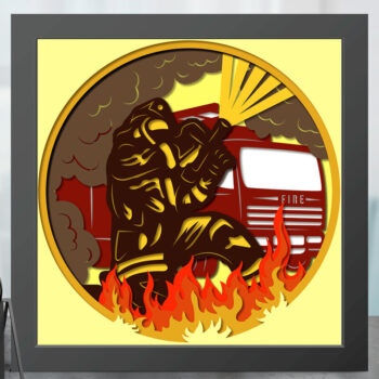 Intra απο ξύλο plywood 3mm-4mm πάχος - Πρότυπο  του Fireighter Shadow Box Δίασταση 8x8 cm INTRAFABR-69841648 - Image 1