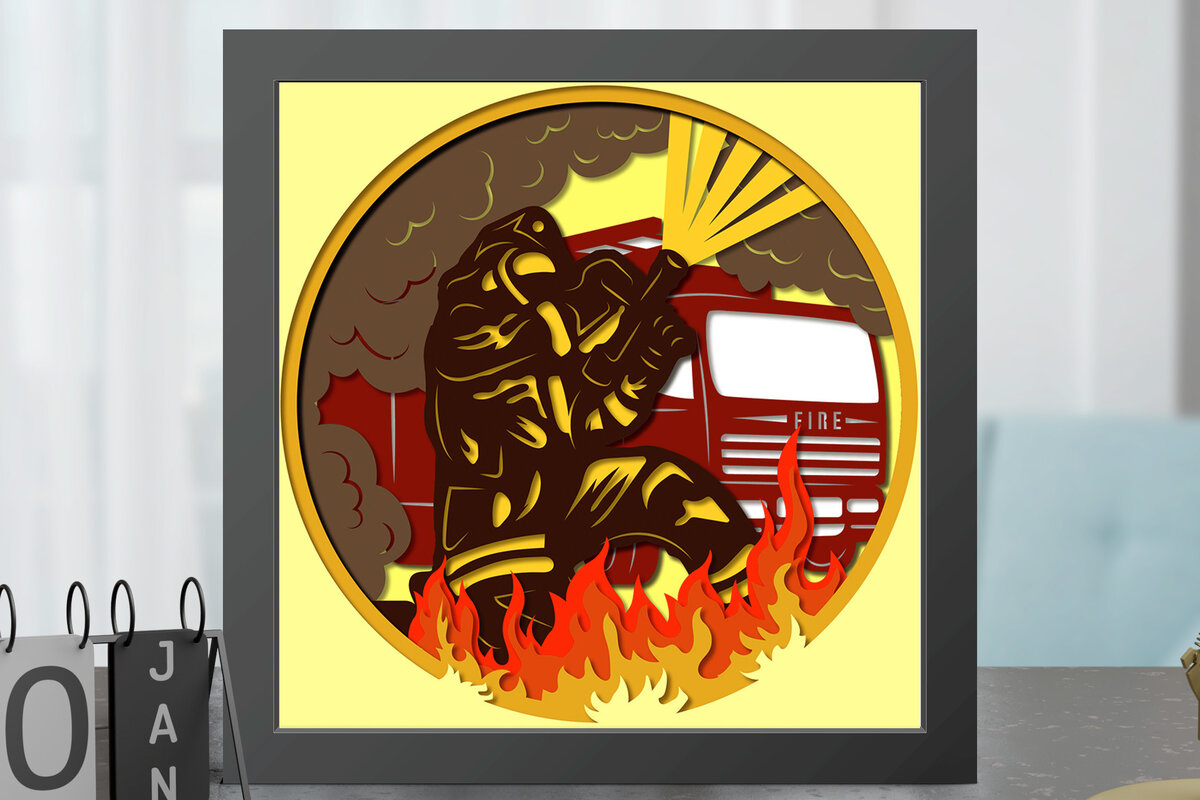 Intra απο ξύλο plywood 3mm-4mm πάχος - Πρότυπο  του Fireighter Shadow Box Δίασταση 8x8 cm INTRAFABR-69841648