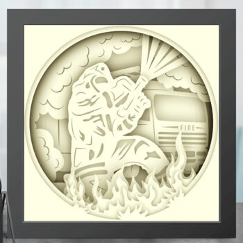 Intra απο ξύλο plywood 3mm-4mm πάχος - Πρότυπο  του Fireighter Shadow Box Δίασταση 8x8 cm INTRAFABR-69841648 - Image 2