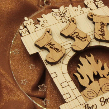 Intra απο ξύλο plywood 3mm-4mm πάχος - Χριστουγεννιάτικο στολίδι κάλτσες τζακιού Δίασταση 19x4 cm INTRAFABR-82458412 - Image 3