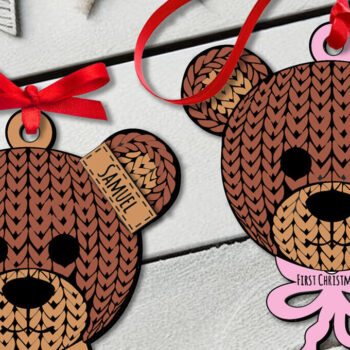 Intra απο ξύλο plywood 3mm-4mm πάχος - Πρώτο μωρό χριστουγεννιάτικο στολίδι με βελονάκι Δίασταση 6x6 cm INTRAFABR-107458700 - Image 2