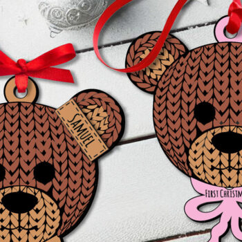 Intra απο ξύλο plywood 3mm-4mm πάχος - Πρώτο μωρό χριστουγεννιάτικο στολίδι με βελονάκι Δίασταση 6x6 cm INTRAFABR-107458700 - Image 3