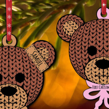 Intra απο ξύλο plywood 3mm-4mm πάχος - Πρώτο μωρό χριστουγεννιάτικο στολίδι με βελονάκι Δίασταση 6x6 cm INTRAFABR-107458700 - Image 4