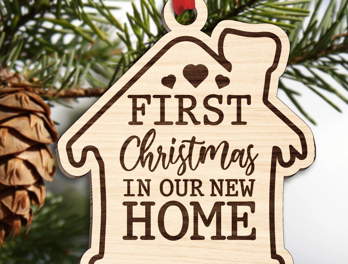 Intra απο ξύλο plywood 3mm-4mm πάχος - Πρώτη Χριστουγεννιάτικη Στολίδι στο Νέο μας Σπίτι Δίασταση 6x6 cm INTRAFABR-110859558