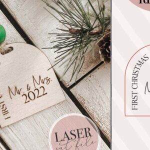 Intra απο ξύλο plywood 3mm-4mm πάχος - Πρώτο Χριστουγεννιάτικο στολίδι κυρίου και κυρίας Δίασταση 6x6 cm INTRAFABR-72016402