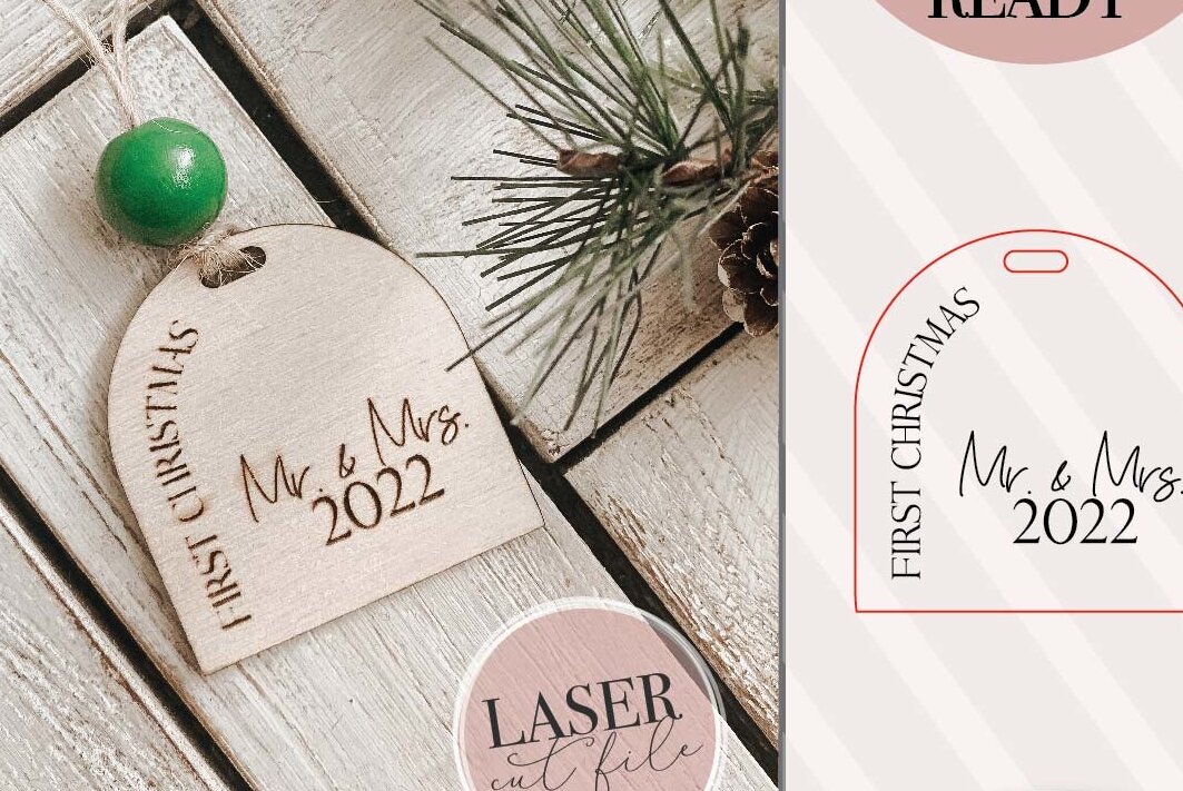 Intra απο ξύλο plywood 3mm-4mm πάχος - Πρώτο Χριστουγεννιάτικο στολίδι κυρίου και κυρίας Δίασταση 6x6 cm INTRAFABR-72016402