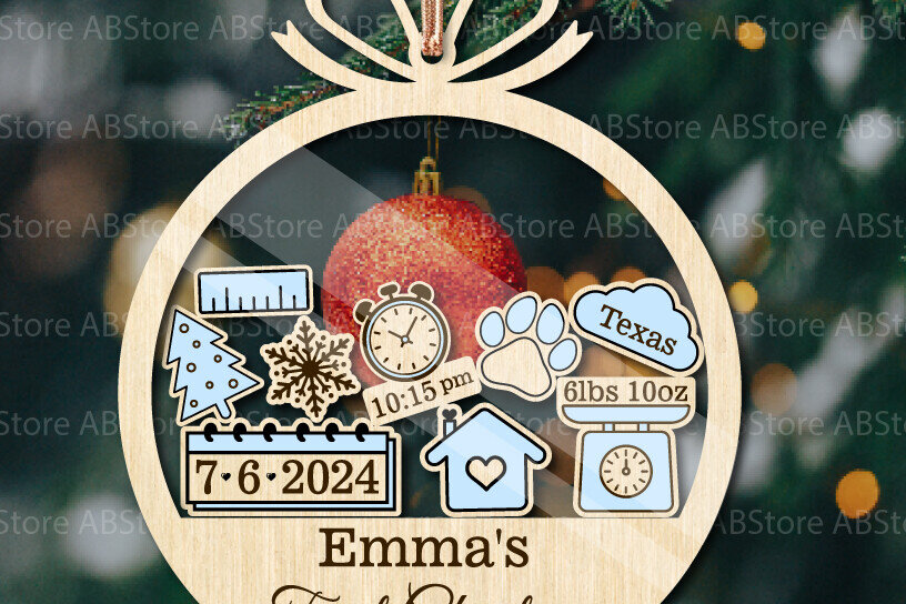 Intra απο ξύλο plywood 3mm-4mm πάχος - Πρώτο χριστουγεννιάτικο στολίδι  Δίασταση 6x6 cm INTRAFABR-111607402