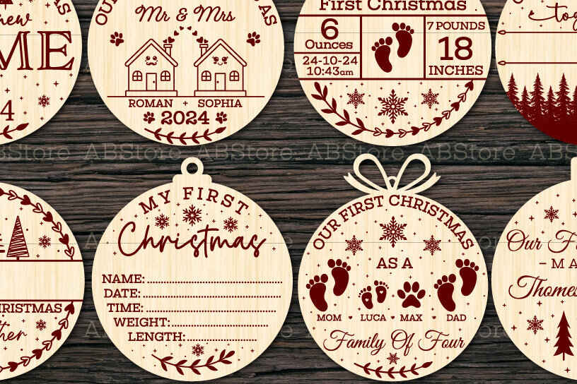 Intra απο ξύλο plywood 3mm-4mm πάχος - Πρώτο χριστουγεννιάτικο στολίδι  Δίασταση 6x6 cm INTRAFABR-108850403