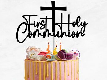 Intra απο ξύλο plywood 3mm-4mm πάχος - Πρώτη Θεία Κοινωνία Cake Topper Δίασταση 20x20 cm INTRAFABR-75261374 - Image 1