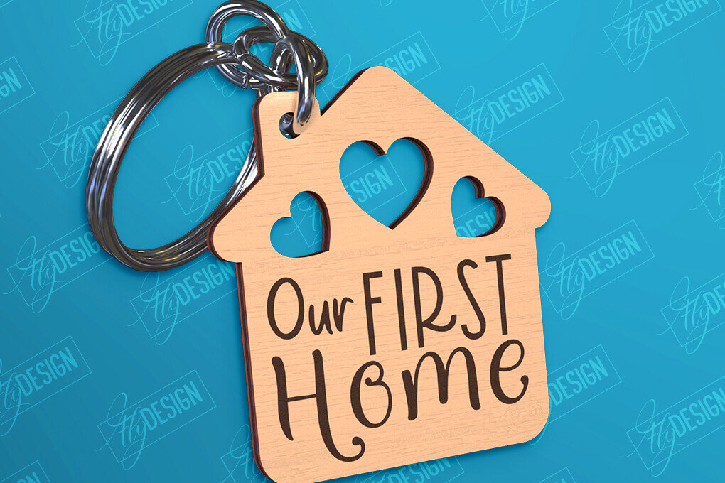 Intra απο ξύλο plywood 3mm-4mm πάχος - Μπρελόκ πρώτου σπιτιού | Δώρο για τακτοποίηση σπιτιού Δίασταση 4x4 cm INTRAFABR-97020174