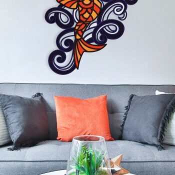 Intra απο ξύλο plywood 3mm-4mm πάχος - Fish and Swirly Waves Πολυεπίπεδη τέχνη Δίασταση 6x6 cm INTRAFABR-35155708 - Image 2