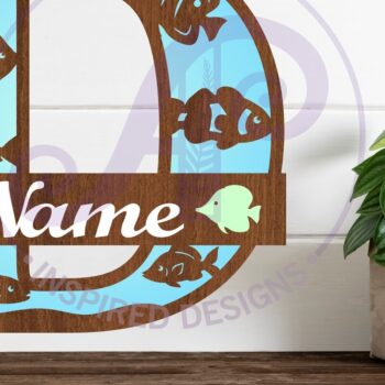 Intra απο ξύλο plywood 3mm-4mm πάχος - Μονόγραμμα Fish Capital Letter D  Δίασταση 30x20 cm INTRAFABR-106107470 - Image 1