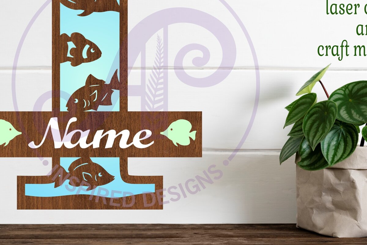 Intra απο ξύλο plywood 3mm-4mm πάχος - Μονόγραμμα Fish Capital Letter I  Δίασταση 30x20 cm INTRAFABR-106107614