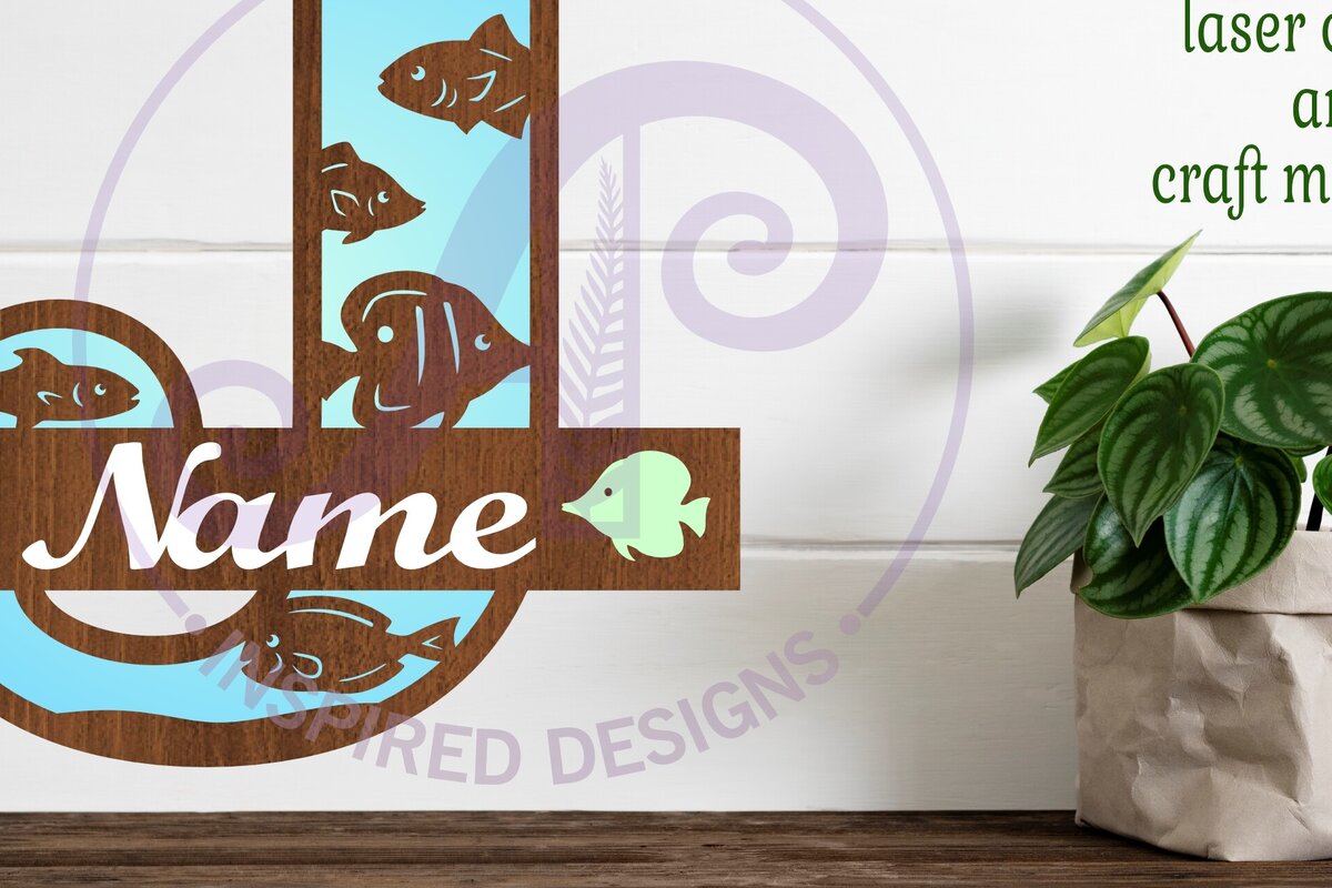 Intra απο ξύλο plywood 3mm-4mm πάχος - Μονόγραμμα Fish Capital Letter J  Δίασταση 30x20 cm INTRAFABR-106107761