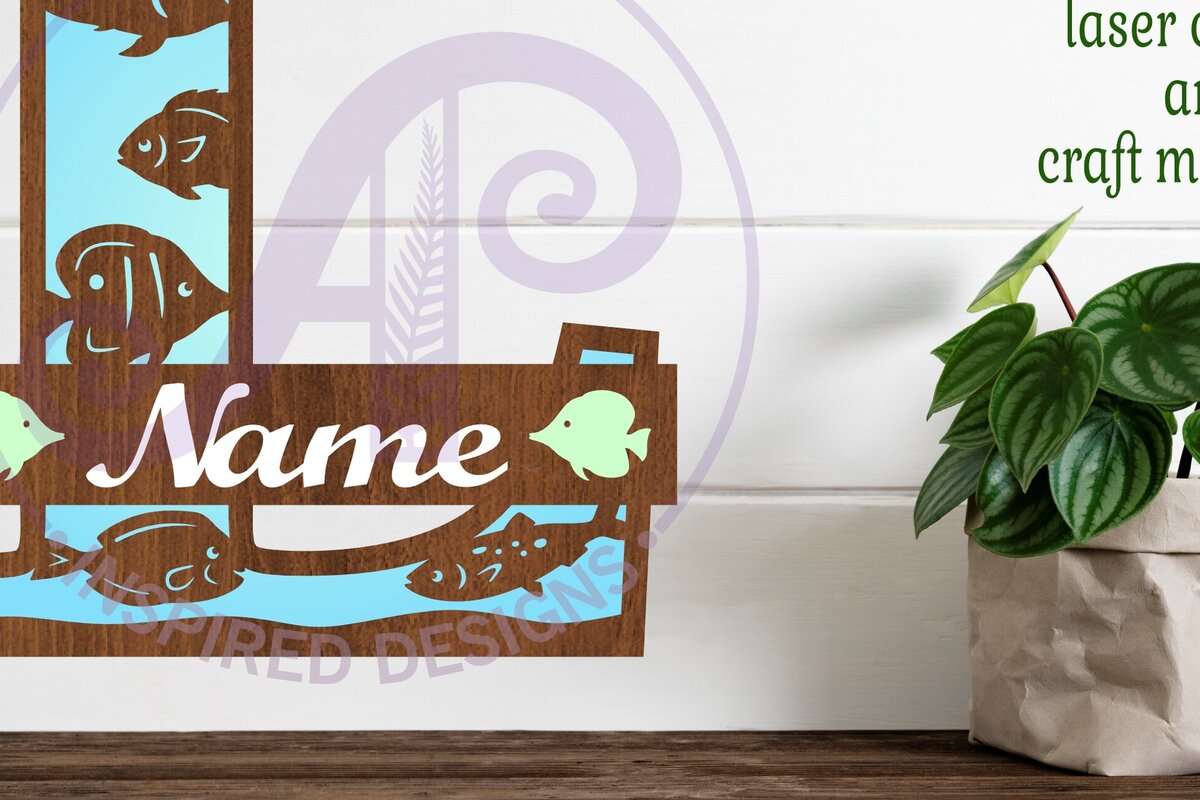 Intra απο ξύλο plywood 3mm-4mm πάχος - Μονόγραμμα Fish Capital Letter L  Δίασταση 30x20 cm INTRAFABR-106107943